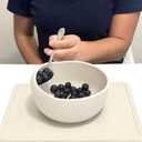 Modaliv 34oz Adult Scooper Bowl with Suction Base  Adaptive Silicone Placemat for Stroke Recovery, Elderly, or Disabled  Microwave & Dishwasher Safe  Non-Slip Feeding Aid (Gray)