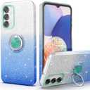 for Galaxy A16 Case for Women,Slim Fit Anti-Slip Glitter Sparkly Case with Ring Holder Kickstand Magnetic Car Mount Shock-Absorbent Protective Sturdy Cover for Galaxy A16 6.7" for Girl,Blue