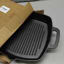 Cast Iron Grill Pan, 11 Inch Griddle Pan for Stove Top, Square Grill Pan with Handles for Stoves, Ovens, Barbecue