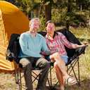 Huskfirm 2 Person Camping Chair Oversized Loveseat Camping Chair Double Camping Chairs for Adults Heavy Duty Camping Couch Black Outdoor Folding Chair Portable Patio Lawn Chair, Non-heating