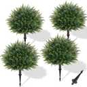 Waipfaru Artificial Plants Outdoor, 23'' Artificial Cedar Topiary with Ground Spike, UV-Resistant Fake Plants Fake Bushes for Outdoor Indoor Garden Front Porch Decor (4Pcs)