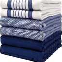 Premium Kitchen Towels (20x 28, 6 Pack) | Large Cotton Dish Towels | Flat & Terry Highly Absorbent Kitchen Linen Set with Hanging Loop | Navy Blue Striped, Kitchen Towels - Mixed Styles