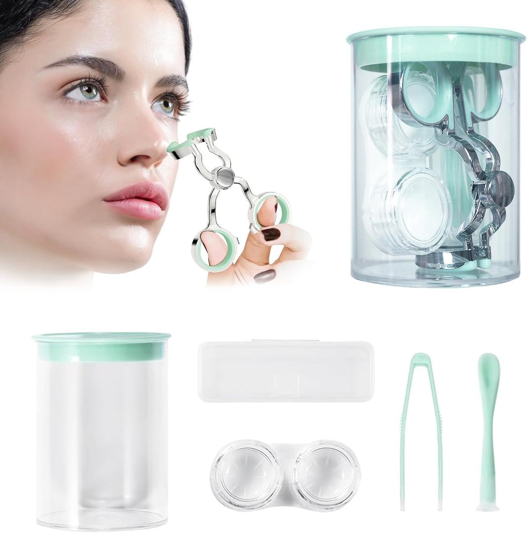 Contact Lens Applicator Tool  Eye Contact Removal Tweezers, Scleral Lens Inserter, Contact Lens Case, Contact Lens Eyelid Wearingtool for Travel