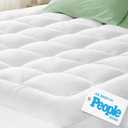 Ultra Soft Queen Size Mattress Topper - Viscose Made from Bamboo Pillow Top Mattress Pad for Back Pain Relief - Naturally Cooling for Hot Sleepers, White