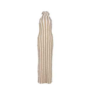 Womens Casual Sexy Halter Sleeveless Sundresses Bubble Textured Backless Prom Cocktail Maxi Dresses (Medium)