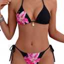 Tainehs Women's Sexy Halter Bikini Set Triangle Top String Swimwear Two Piece Swimsuits Cheeky Bathing Suit (Blue, M)