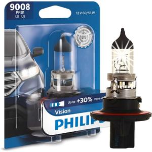 Philips Automotive Lighting 9008 Vision Upgrade Automotive Replacement Headlight Bulb with up to 30% More Vision, Fits Select High Beam, Low Beam, or Fog Positions (Pack of 1)