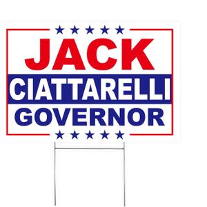 Jack Ciattarelli Yard Sign  18"x12" Yard Sign With H-Stake | Double-Sided Corrugated Plastic Outdoor Lawn Sign | Campaign Signs for New Jersey Governor