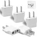 6 Pack Travel Adapter: European to US Outlet Plug Adapter (White)