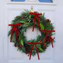 24 Pcs Velvet Christmas Tree Bows Vintage Velvet Ribbon Bows for Tree Garland Wreath Indoor Xmas Decorations (3/8'' Wide, 5 * 7 inch) (Dark Red)