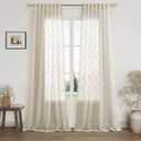 Extra Long Natural Sheer Curtains for Living Room Bedroom 108 Inch Length Farmhouse Boho Soft Light Filtering Drapes Back Tab & Rod Pocket Tuft Pattern Curtain 2 Panels Soft Gauze Curtain 52x108