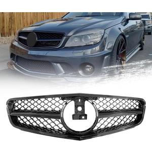Front Grille For Mercedes Benz W204 C Class C250 C300 C350 AMG Style Gloss Black Grill 2008-2014
