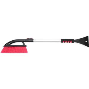 Extendable 33"-46" 2-1 Car Snow Brush , Snow Broom Head for Car Windshield Pin Lock Telescopic with Soft EVA Grip, Long Snow Brush
