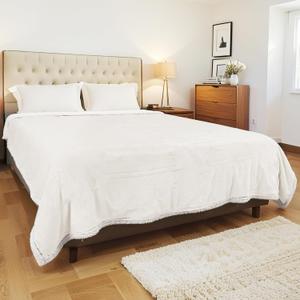 Electric Heated Blanket Full Size 72x84 Inch - Super Soft Flannel, 10 Heat Settings, 1-12H Auto Shut Off, Machine Washable, Easy Controller, Perfect for Winter Warmth - White