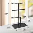 Jewelry Organizer Stand, Metal Jewelry Holder with Tray for Necklaces, Earrings, Rings Durable Rustproof Storage Display Aesthetic Room Decor for Women (Black)