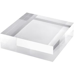 CiaoHER 2in Thickness Solid Acrylic Cube Display Block Clear Polished Pedestal Stand Riser Solid Base 2'' x 5" x 5", 1 Pack