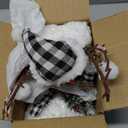 Lulu Home Christmas Snowman Decorations, Set of 2 Plush Shelf Sitters with Dangling Legs, Buffalo Checked Christmas Snowman Ornaments for Table Mantel Desk Fireplace Home Holiday Decor