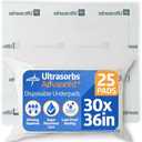 Medline Ultrasorbs Drypads, 30" x 36", 25 Count, Super Absorbent Disposable Bed Pads, Large Incontinence Bed Pads, Chucks Protective Underpads, 10 Times More Absorbent, For Adults, Elderly