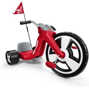 Radio Flyer Big Flyer Sport, for Kids 3-7, Chopper-Style Tricycle with 16-Inch Front Wheel, Adjustable Seat, Chrome Handlebars, Removable Racing Pennant, Performance Grip Tread, Tricycle for Kids, Large