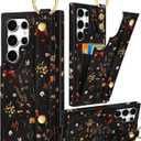 Petitian for Samsung Galaxy S24 Ultra Case with Wallet - Women Girls Cute Girly Aesthetic Unique Design with Leather Credit Card Holder Cardholder Stand Wristband for S24 Ultra, Grow Flower