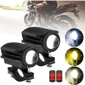Windance 2PCS Motorcycle LED Headlight,32W 4 Modes Hi/Lo Beam Yellow White 6500K Waterproof Aux Spotlight for Tractor Truck ATV UTV SUV Boat 9V-85V (Black2pcs) Windance 2PCS Motorcycle LED Headlight,32W 4 Modes Hi/Lo Beam Yellow White 6500K Waterproof Aux Spotlight for Tractor Truck ATV UTV SUV Boat 9V-85V (Black2pcs)