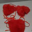 ZOSCGJMY Women's Faux Fur Halter String Triangle Bikini Sets Two Piece Swimsuits (Red)