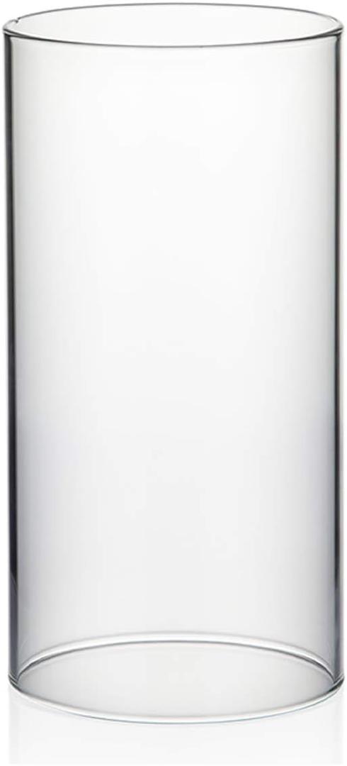 WGVI Hurricane Candle Holder Sleeve, Wide 4", Height 8", Clear Glass Cylinder Candleholder, Chimney Tube, Open Ended Candle Shade, 1 Piece