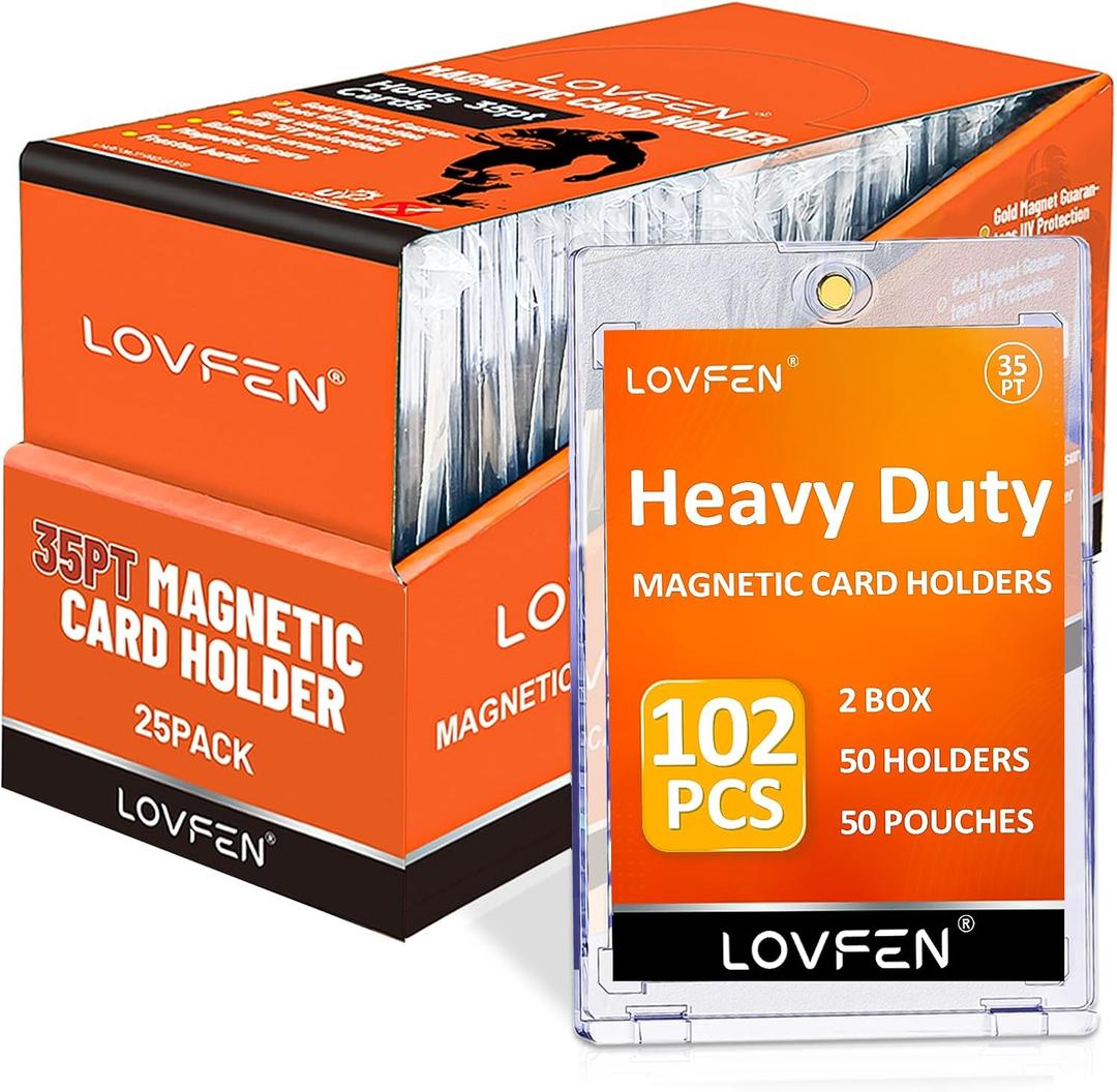 50ct Thick Magnetic Card Holders for Trading Cards, 35pt Heavy-Duty Hard Cards Sleeves Case, U-V Protection& Waterproof Hard Plastic Card Protectors Fit for MTG Sports Baseball Game Cards