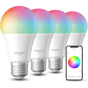 Sengled Dual Mode Smart Light Bulbs with Remote & App Control, Color Changing Bulbs, RGBW LED Light Bulbs 2700K-6500K Dimmable, 60W, Local Group Control (4P No Remote, No Support Alexa & Google)