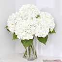MARTINE MALL 5Pcs 21in Hydrangea Artificial Flowers, Latex Real Touch Hydrangeas Lifelike Large Hydrangea Flowers for Home Decor Party Arrangements Wedding Bouquets Centerpieces (White)