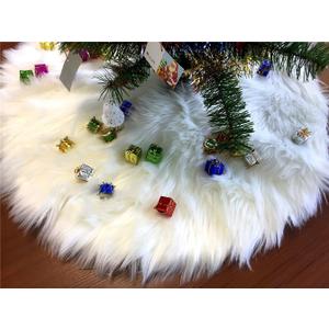 S_SSOY Ivory Faux Fur Christmas Tree Skirt Luxury Xmas Tree Skirts for Party Ornaments Decoration (27.5inches)