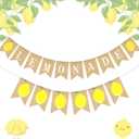 LaVenty Burlap Lemonade Banner for Lemonade Stand Decorations Lemonade Sign Lemon Party Decor Lemon Garland Summer Lemon Themed Bridal Shower