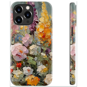 LUHOURI for iPhone 14 Pro Case,Wireless Charging Compatible,Dual-Layer - Soft Silicone Inner + Hard Outer Shell,Cute Wildflower Design,Protective Phone Cover for Women - Oil Painting Flowers