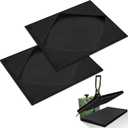 2 Pcs Heat Press Platen Wrap Cover, 16 x 20 Inches Non Stick Heat Resistant Cover Protector for Protecting Sublimation Press Machine Plate from Adhesive Residue Scratches Inks, Black