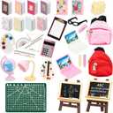 ONEST 34 Pieces Doll House School Supplies Mini School Accessories Dollhouse Toy Home Miniature Model DIY Doll Accessories
