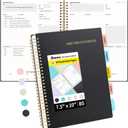 SUNEE Meeting Notebook for Work with Sticky Tabs - 160 Pages, B5 Size Project Planner, Spiral Meeting Agenda/Minutes Notebook Organizer for Women Men, Note Taking, Office & Business, 7"x10", Black