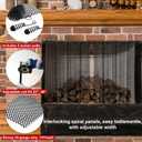 Fireplace Mesh Screen Curtain Kit with Adjustable Fireplace Curtain Rod, Adjustable Fireplace Screen Panels 19" H × 27.5" W Black Matte