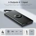 Bestmars 10000mAh Portable Charger with Built in USB C Cable Power Bank Fast Charging Type C Battery Pack Powerbank Compatible for iPhone 16 15 Plus Pro Max Switch Samsung Galaxy Cell Phones (Black)
