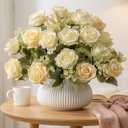 Fake Roses Champagne Roses Artificial Roses Silk Roses Artificial Roses with Stems 24 Full Flower Heads Faux Roses for Indoor Centerpieces home Wedding Farmhouse Decoration No Vase(4PCS,Champagne)