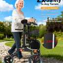 Lightweight Upright Rollator Walker All-Terrain Foldable with seat and Adjustable Height backrest, 300 lbs Capacity, 10" Front & 8" Rear Wheels for Seniors, Adults, bariatric, Includes Cane Holders