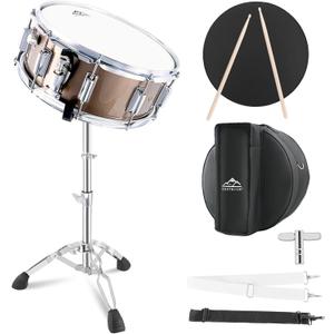 EASTROCK Snare Drum Set 14X5.5 Inches for Student Beginners with Gig Bag, Drumsticks, Stand, Drum Keys, Coated Material Drum Head, Champagne