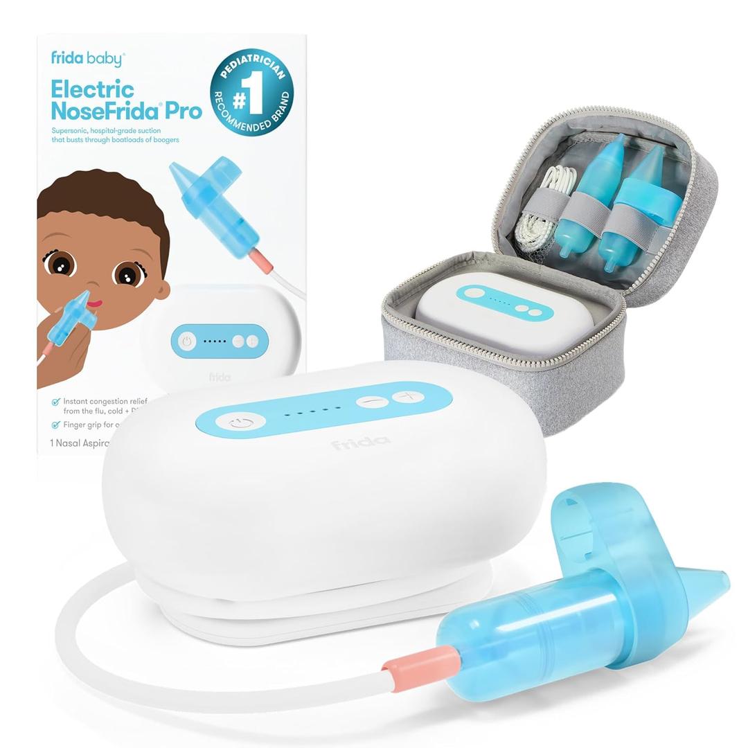 Frida Baby Electric NoseFrida Pro Nasal Aspirator for Baby, Hospital Grade Suction, Nose Sucker for Baby & Toddler, Nasal Aspirator for Congestion Relief, 5 Suction Levels, 2 Tips, Cordless with Case