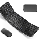 Foldable Keyboard and Mouse, EDJO Folding Keyboard Mouse Combo with Portable Case, 2.4G Wireless & Bluetooth, USBC Rechargeable Travel Combo for Windows, Mac OS, iOS, Android PC/Laptop (Black)