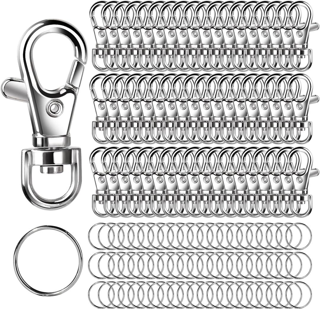 LEOBRO 160PCS Lobster Claw Clasps and Key Rings, Keychain Making Kit, 80PCS Keychain Clips and 80PCS Key Chain Rings, Key Chain Making Kit for Crafts, Keychains, Jewelry