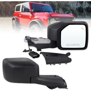 Right Passenger Side Mirror Compatible With 2021 2022 2023 2024 2025 Ford Bronco NO Fits Sport With Manual Folding Power Glass Heated Blind Spot Matte Black Replace#M2DZ-17682-B (7Pins)