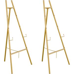 Gold Easel Stand for Sign, Heavy Duty Easel, 4-Tier AdjustableArt Easel for Painting, Wedding Sign 2pc