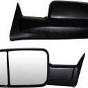 Pair Towing Mirrors Compatible with Towing Mirrors 94-01 Dodge Ram 1500, 94-02 Ram 2500 3500 Truck Manual Adjusted Side Black Housing Set Left+Right