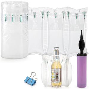 Tebery 400 Count Air Pillows for Shipping, Inflatable Air Cushion Bags Roll with Pump, Leak-Proof Bag Stuffing for Shape, Reusable Packaging Filler Supplies for Shipping Moving Box, 3.54'' x 7.87''