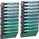 SUPEASY 10-Tier Wall File Organizer, Hanging Wall Files for Papers, Folders, Magazines, Wall Organizer for Clipboard, Assembly Needed, Black, 2 Pack