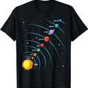 Solar System Colorful Space Planets Educational Kids T-Shirt (Black, M)
